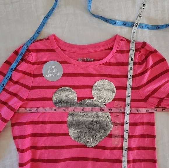 Nnew GAP Kids X Disney striped long sleeve sequins mickey mouse shirt size XXL - Picture 6 of 7